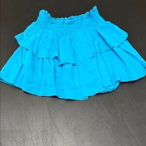 KatieJ Brooke Turquoise smocked waist mini skirt XS